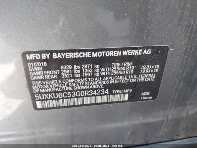 5UXKU6C53G0R34234 BMW X6 Xdrive50i