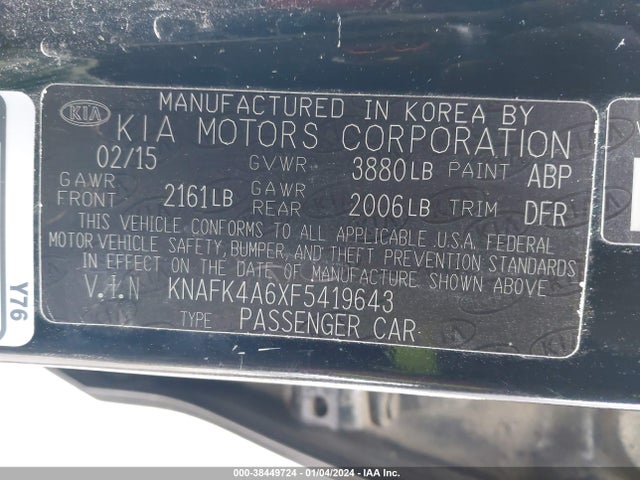 KIA FORTE LX 2015 KNAFK4A6XF5419643 Image 9
