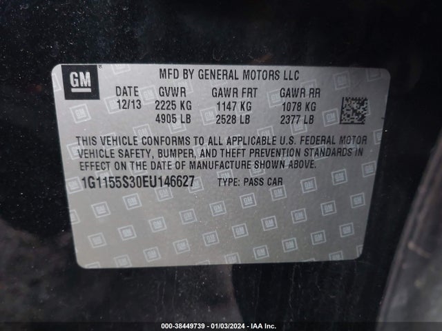 Chevrolet IMPALA 2LZ 2014 1G1155S30EU146627 Image 9