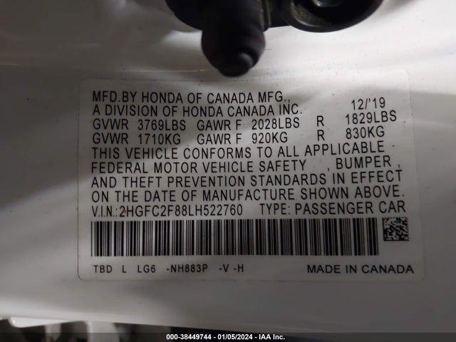 Honda Civic Sport 2020 2HGFC2F88LH522760 Image 9