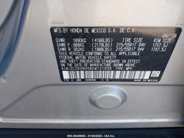 3CZRU6H58KM721630 Honda HR-V EX