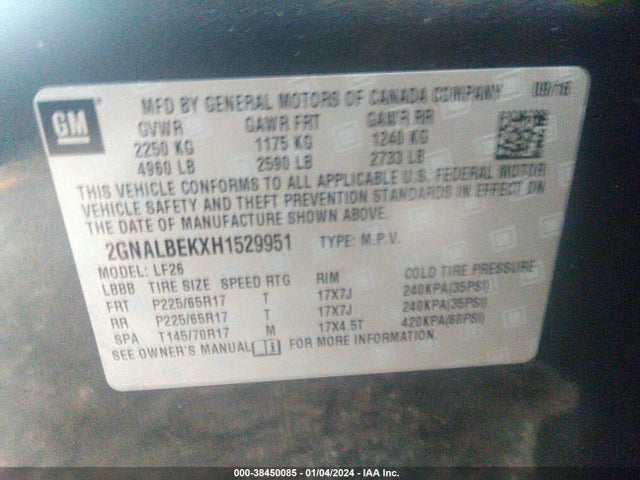 Chevrolet EQUINOX LS 2017 2GNALBEKXH1529951 Image 9