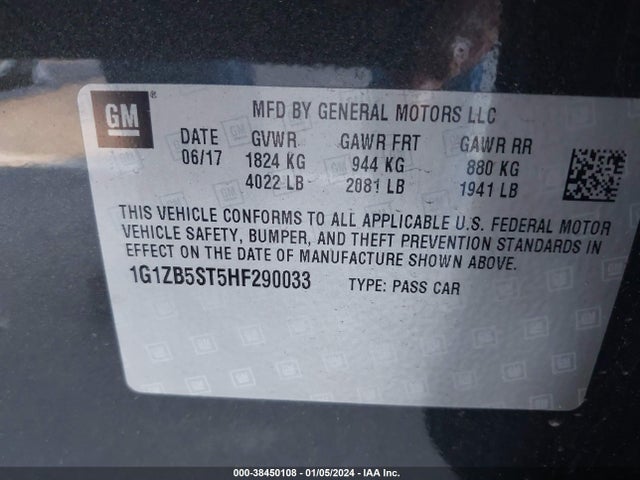 Chevrolet MALIBU LS 2017 1G1ZB5ST5HF290033 Image 9