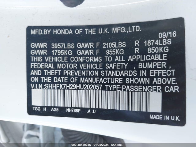 Honda Civic Lx 2017 SHHFK7H29HU202057 Image 9