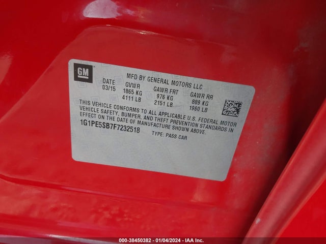 Chevrolet Cruze 2lt Auto 2015 1G1PE5SB7F7232518 Image 9