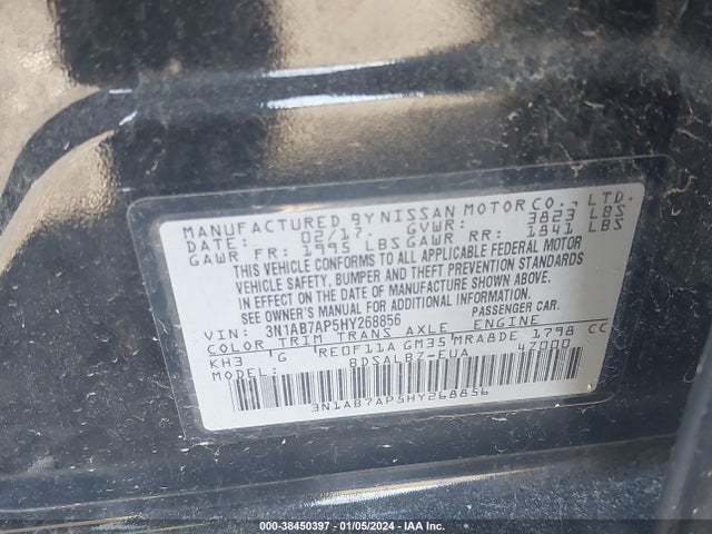 Nissan SENTRA S 2017 3N1AB7AP5HY268856 Image 9