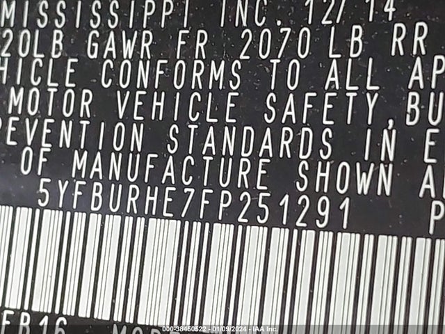 Toyota COROLLA LE 2015 5YFBURHE7FP251291 Image 9
