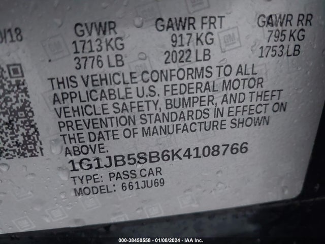 Chevrolet Sonic Ls Auto 2019 1G1JB5SB6K4108766 Image 9