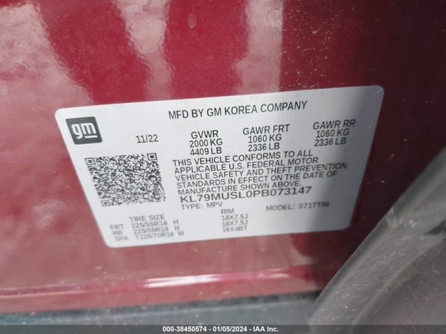 Chevrolet Trailblazer Awd Rs 2023 KL79MUSL0PB073147 Image 9