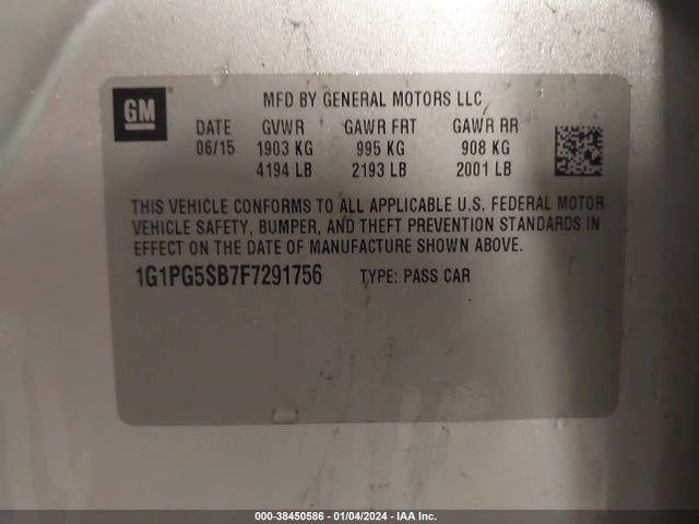 Chevrolet CRUZE LTZ 2015 1G1PG5SB7F7291756 Image 9