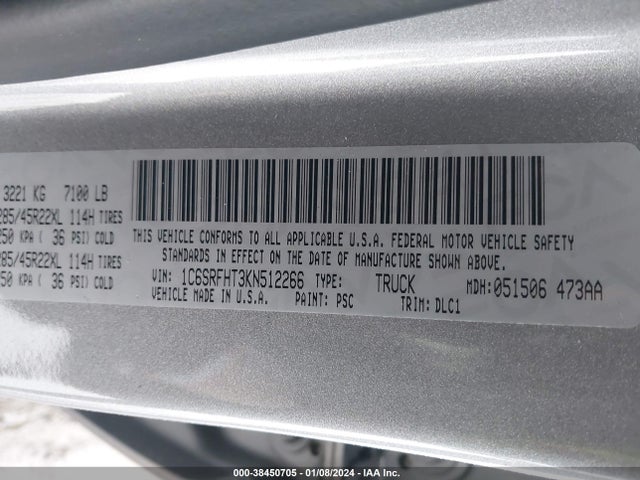 RAM 1500 Limited  4x4 5'7 Box 2019 1C6SRFHT3KN512266 Image 9