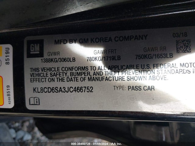 Chevrolet Spark 1lt Cvt 2018 KL8CD6SA3JC466752 Image 9
