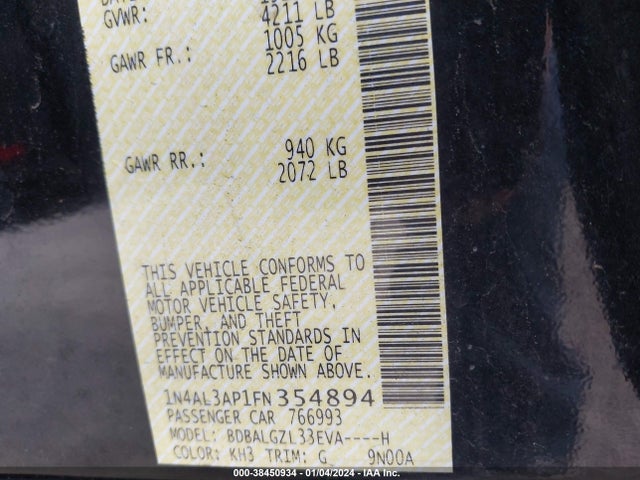 Nissan Altima 2.5 S 2015 1N4AL3AP1FN354894 Image 9