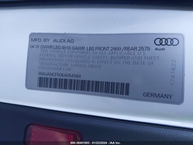 Audi A5 45 Premium 2019 WAUANCF50KA054984 Image 9