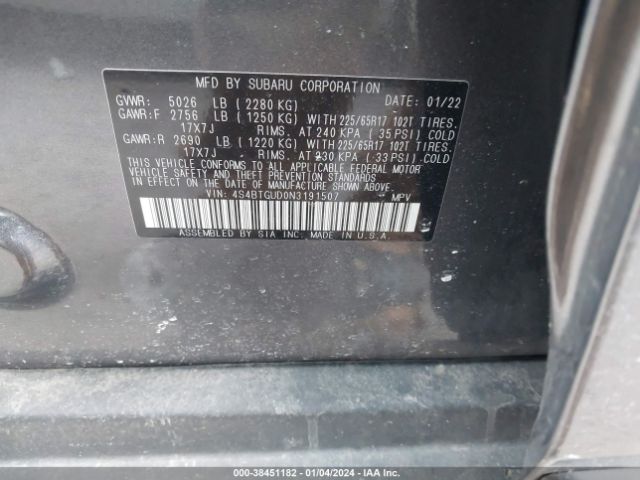 2022 SUBARU OUTBACK 4S4BTGUD0N3191507 Photo 8