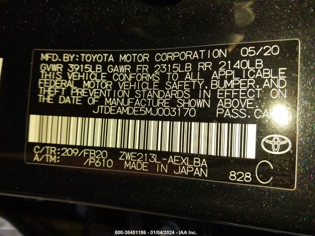 Toyota Corolla Hybrid Le 2021 JTDEAMDE5MJ003170 Image 27