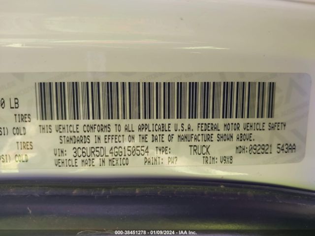 3C6UR5DL4GG150554 RAM 2500 Slt