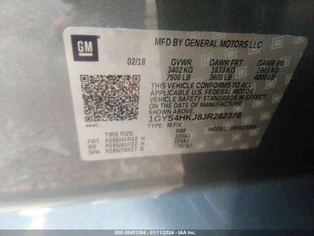 1GYS4HKJ8JR282378 Cadillac Escalade Esv Luxury
