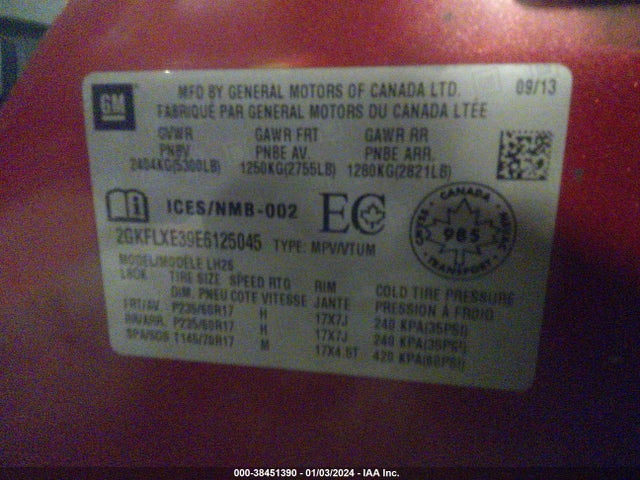GMC Terrain Slt-1 2014 2GKFLXE39E6125045 Image 9
