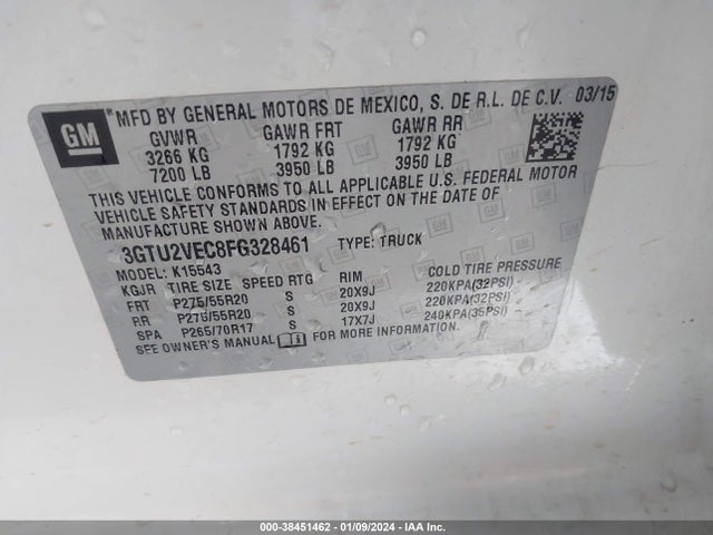 GMC Sierra 1500 Slt 2015 3GTU2VEC8FG328461 Image 9