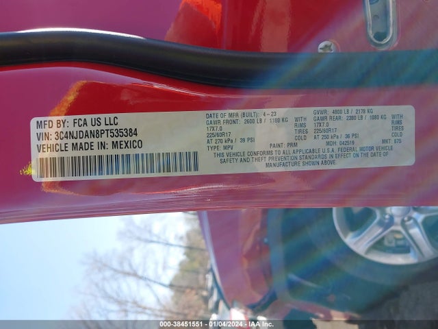 Jeep Compass Sport 4x4 2023 3C4NJDAN8PT535384 Image 9