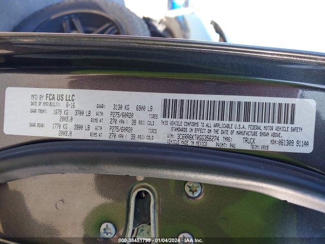 Продаж на аукціоні авто 2016 Ram 1500 Express, vin: 3C6RR6KT0GG356274, номер лоту: 38451798