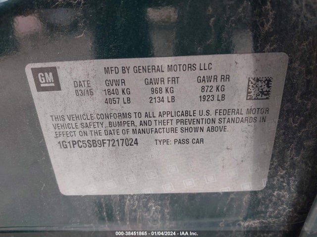 Chevrolet Cruze 1lt Auto 2015 1G1PC5SB9F7217024 Image 9