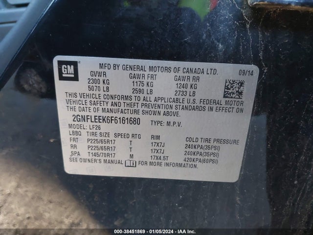Chevrolet EQUINOX LS 2015 2GNFLEEK6F6161680 Image 9
