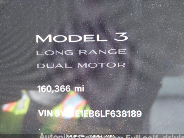 Tesla Model 3 Long Range Dual Motor All-wheel Drive 2020 5YJ3E1EB6LF638189 Image 7