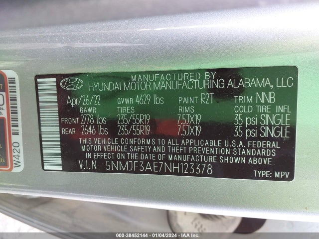 Hyundai TUCSON SEL 2022 5NMJF3AE7NH123378 Image 9