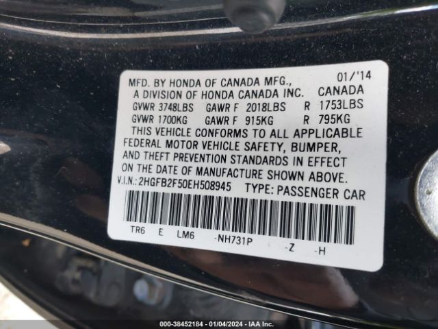 2HGFB2F50EH508945 Honda Civic Lx