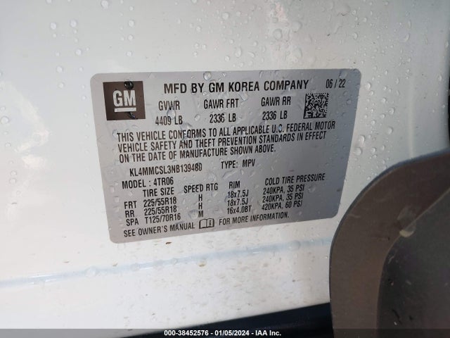 KL4MMCSL3NB139480 Buick Encore Gx Awd Preferred