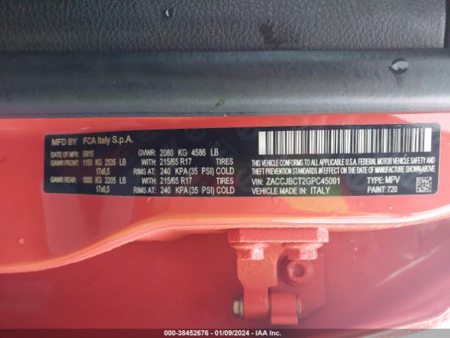 ZACCJBCT2GPC45091 Jeep Renegade Trailhawk