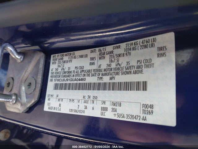 Ford Escape Titanium 2016 1FMCU0J91GUA04460 Image 9