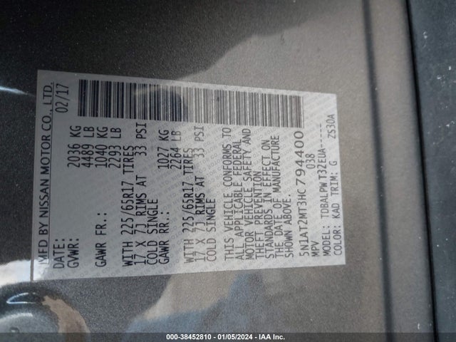 Nissan ROGUE S 2017 5N1AT2MT3HC794400 Image 9