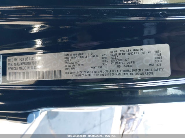 2021 JEEP WRANGLER 4XE UNLIMITED SAHARA 4X4 VIN: 1C4JJXP68MW708181