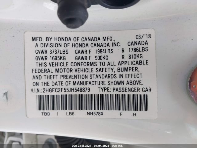 2HGFC2F55JH548879 Honda Civic Lx