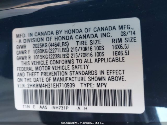 2HKRM4H31EH710939 Honda CR-V LX