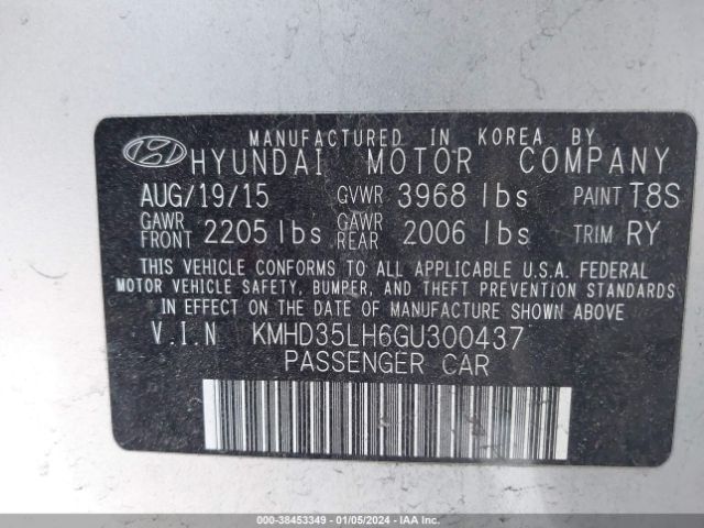 KMHD35LH6GU300437 Hyundai ELANTRA GT