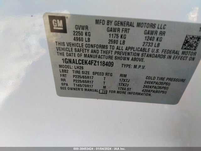 Chevrolet Equinox 2lt 2015 1GNALCEK4FZ118409 Image 9