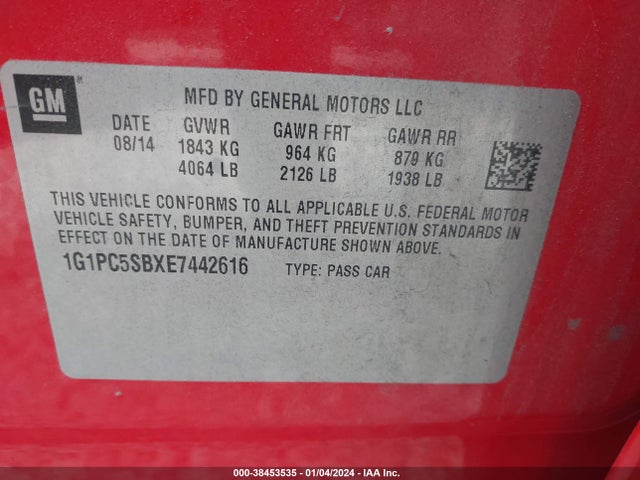 Chevrolet Cruze 1lt Auto 2014 1G1PC5SBXE7442616 Image 9
