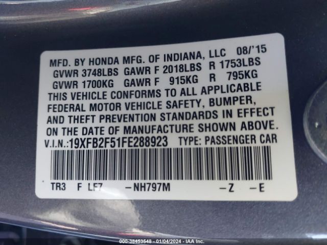 19XFB2F51FE288923 Honda Civic Lx