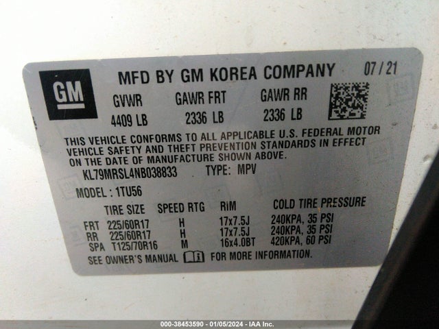 Chevrolet Trailblazer Awd Lt 2022 KL79MRSL4NB038833 Image 9