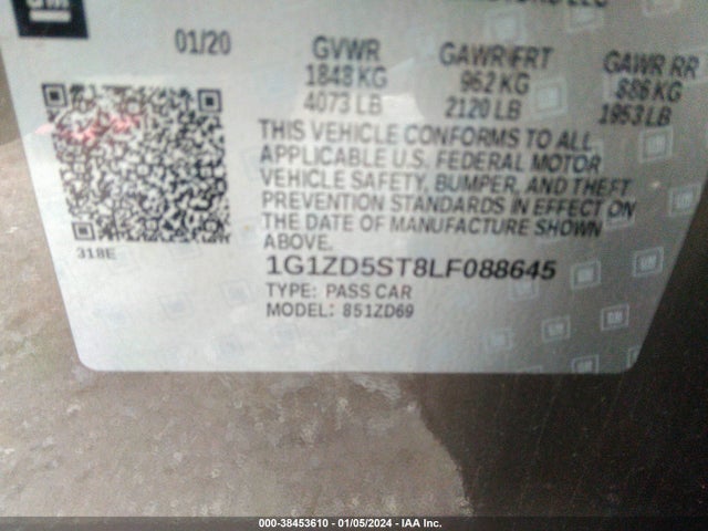 1G1ZD5ST8LF088645 Chevrolet MALIBU LT