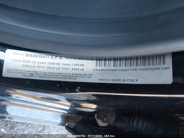 38453762 :رقم المزاد ، ZAM57RTA5F1142224 vin ، 2015 Maserati Ghibli S Q4 مزاد بيع