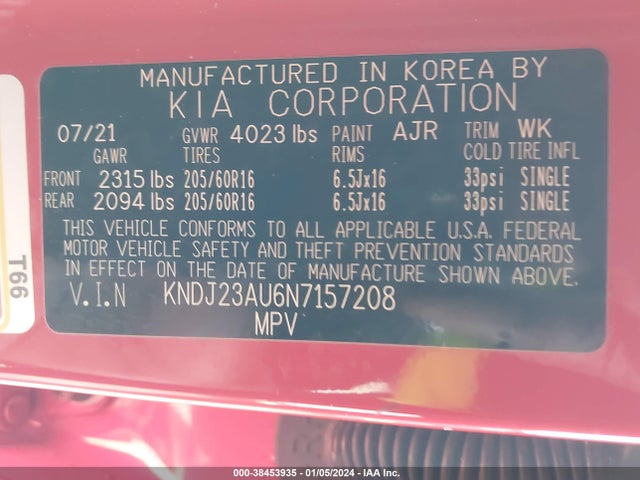 KIA SOUL LX 2022 KNDJ23AU6N7157208 Image 9