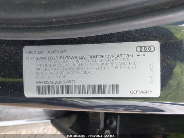 WAUG8AFC0JN060537 Audi A6 2.0t Premium