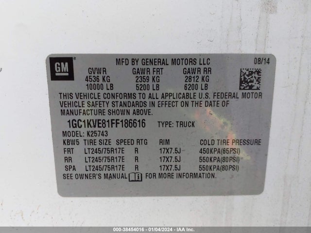 Chevrolet Silverado 2500hd Lt 2015 1GC1KVE81FF186616 Image 9