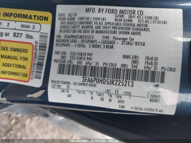 3FA6P0HD5JR225213 Ford FUSION SE