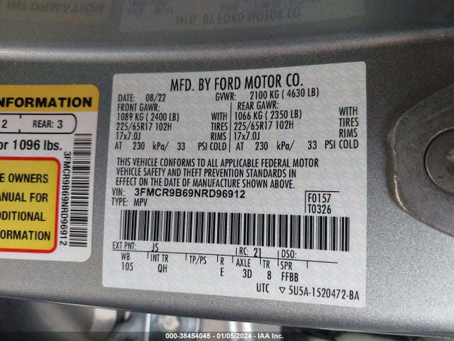 Ford Bronco Sport Big Bend 2022 3FMCR9B69NRD96912 Image 9